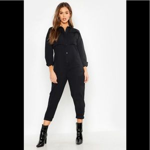 Boohoo Women's Black Utility Boilersuit Jumpsuit 8